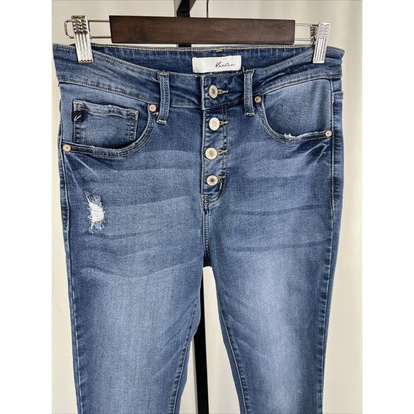 Kancan Brenda Button Front Straight Leg Cropped Jeans - Size 30 - Picture 3 of 12